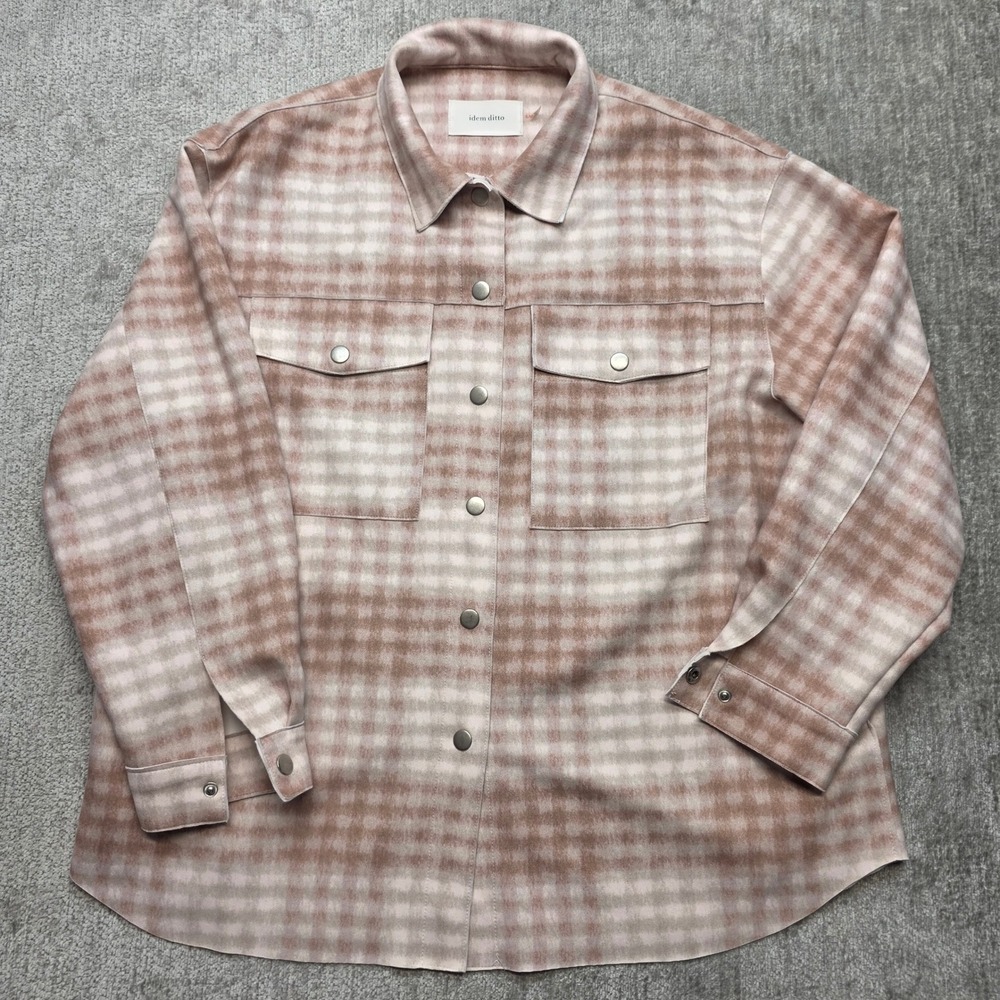 Idem Ditto Pink Plaid Shacket Button Down Shirt Jacket Size S/M